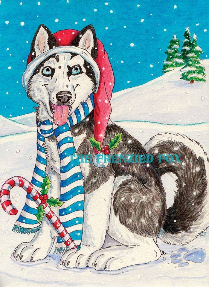 Siberian Husky Christmas Card